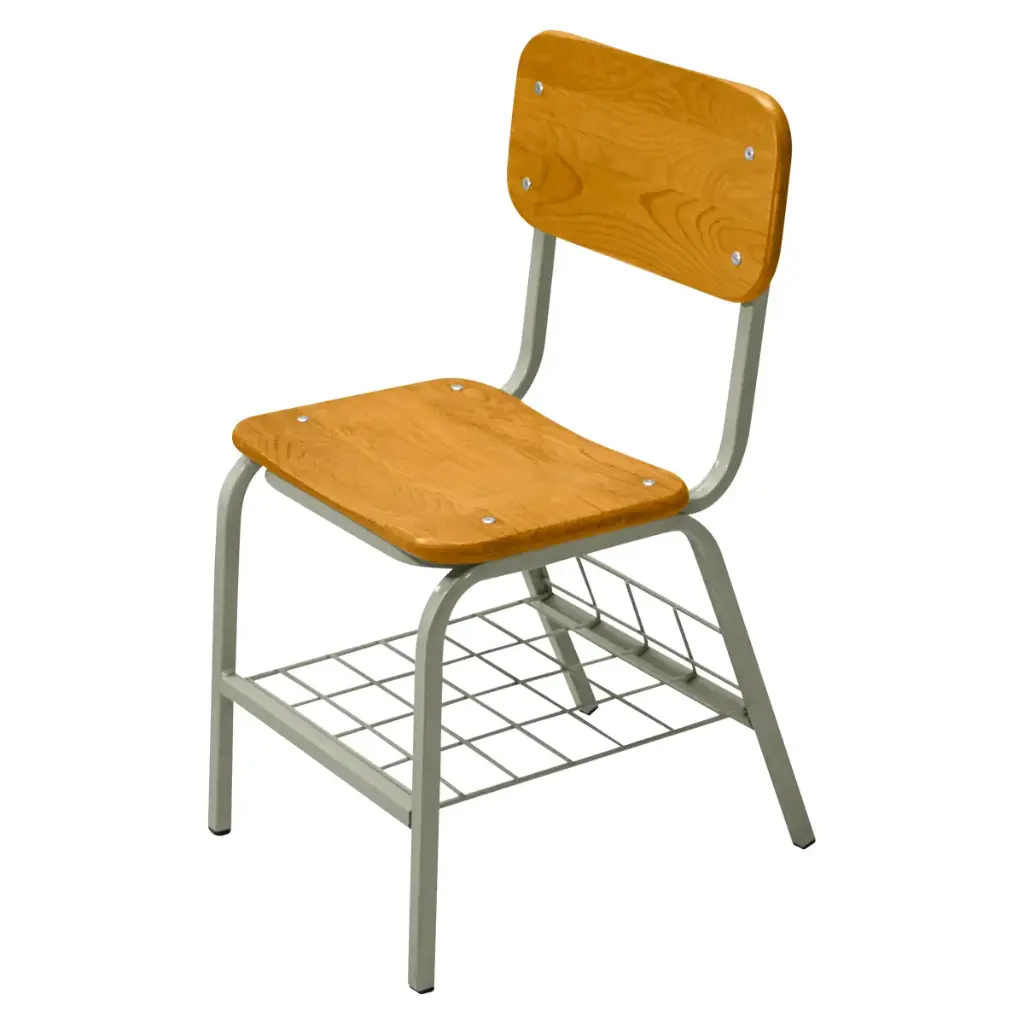 OSS-34 - SILLA BINARIA PRIM. ALTA, ASIENTO Y RESPALDO DE MADERA DE PINO  
