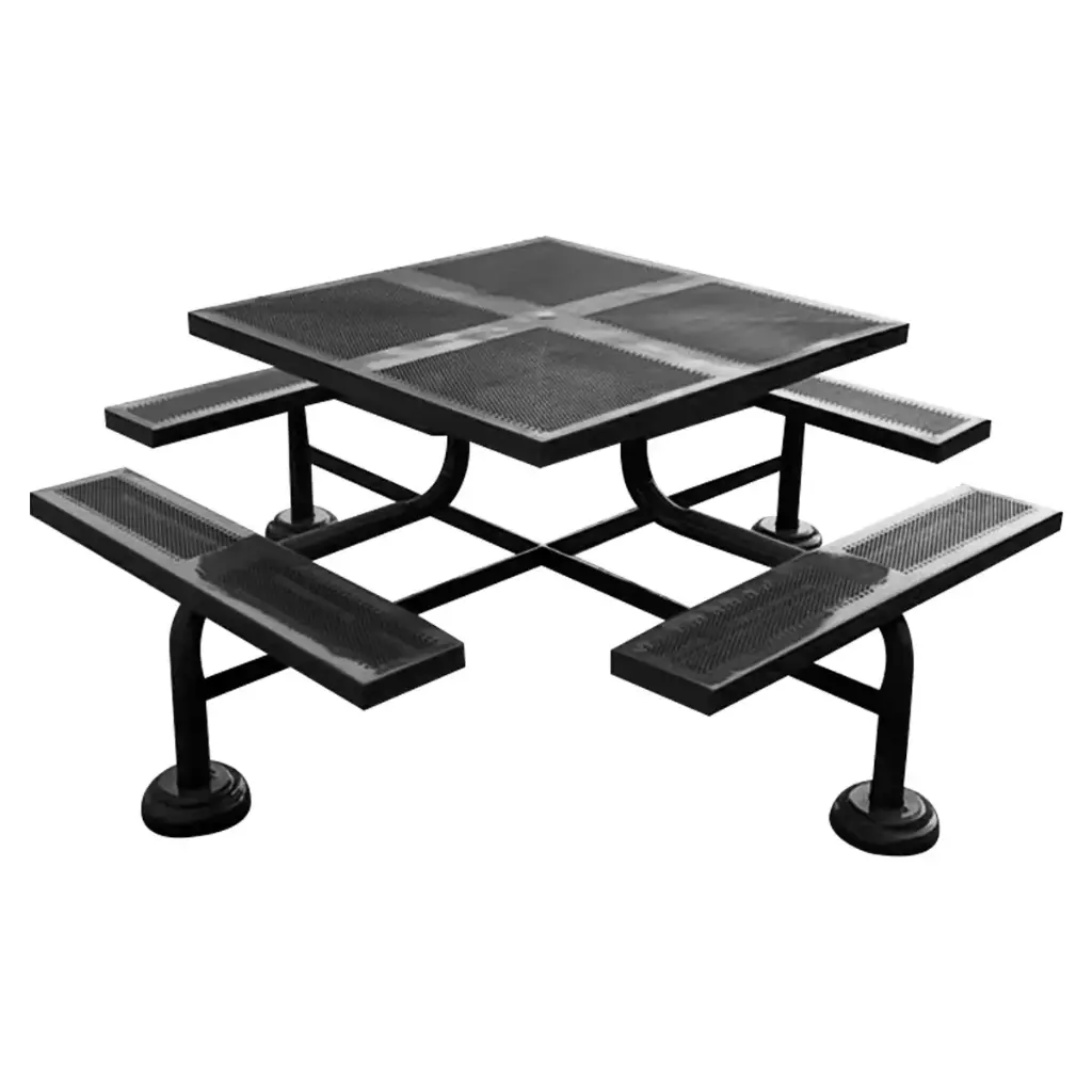 OSN-190 - MESA PICNIC CUADRADA LAMINA PERFORADA Y CEDULA 30 PARA EXTERIORES