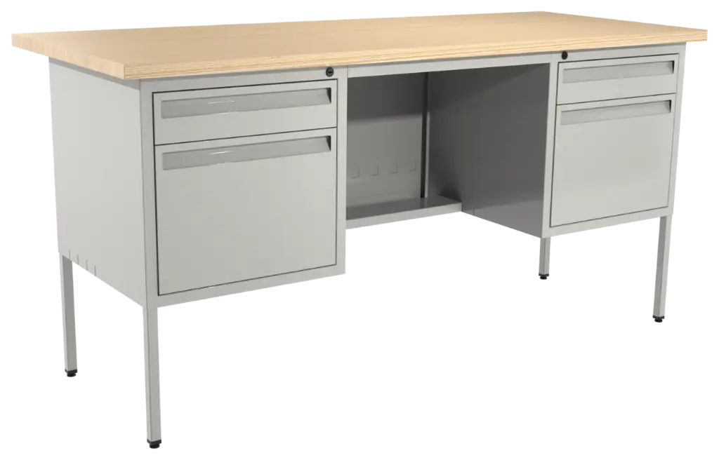 OSE-145D - ESCRITORIO METÁLICO CUBIERTA MELAMINA 160X75 ANCHO CON 4 CAJONES