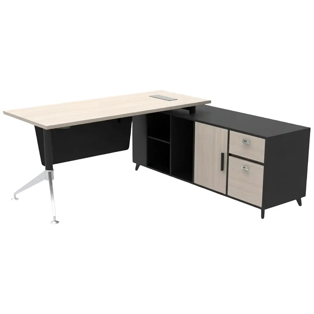 TECH-B-CHROME - ESCRITORIO LERIDA CON LATERAL 180X180X75
