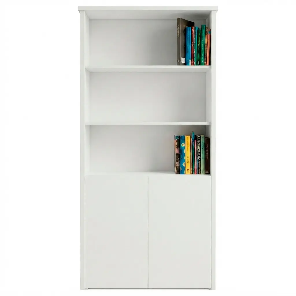 EST-7051 - LIBRERO DE PISO CON ENTREPAÑO Y PUERTAS INFERIORES