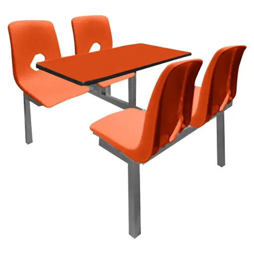 OSN-170 - MESA PICNIC RECTANGULAR CONCHA 4 PLAZAS MELAMINA CON ASIENTO Y RESPALDO EN POLIPROPILENO