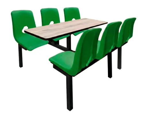 OSN-171 - MESA PICNIC RECTANGULAR CONCHA 6 PLAZAS MELAMINA CON ASIENTO Y RESPALDO EN POLIPROPILENO
