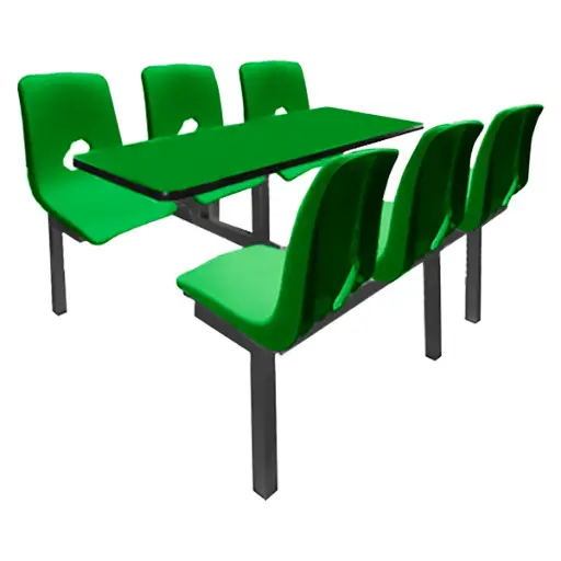 OSN-171 - MESA PICNIC RECTANGULAR CONCHA 6 PLAZAS MELAMINA CON ASIENTO Y RESPALDO EN POLIPROPILENO