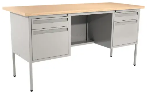 [OSE-145E(cla)-Ar-(Roble Mérida)-18-75-75-Cal. 24] OSE-145E - ESCRITORIO METÁLICO CUBIERTA MELAMINA 180X80 ANCHO